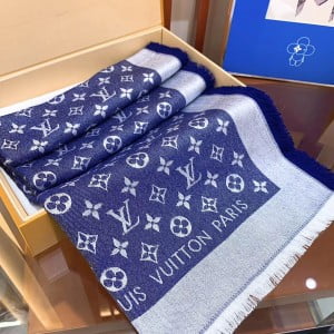 Louis Vuitton Denim Monogram Wool Scarf 140cm Fall/Winter 2019 Collection M71540 - Image 5