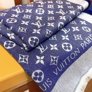 Louis Vuitton Denim Monogram Wool Scarf 140cm Fall/Winter 2019 Collection M71540 - Image 6