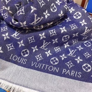 Louis Vuitton Denim Monogram Wool Scarf 140cm Fall/Winter 2019 Collection M71540 - Image 9