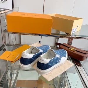 Louis Vuitton Trocadero Slide On Shoes Denim/Calfskin Leather Spring/Summer 2022 Collection - Image 7