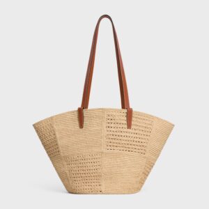 Celine Classic Panier Medium Couffin IN RAFFIA PATCHWORK AND CALFSKIN - Image 3