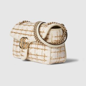 GG Marmont embroidered medium shoulder bag ivory tweed - Image 4
