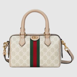 Ophidia small boston bag beige and white GG Supreme - Image 3