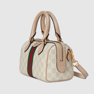 Ophidia small boston bag beige and white GG Supreme - Image 4
