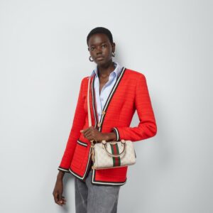 Ophidia small boston bag beige and white GG Supreme - Image 5
