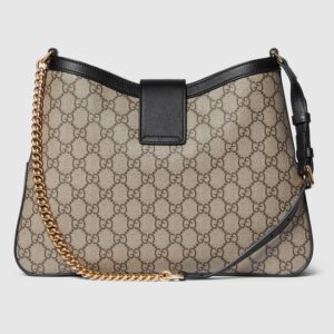 Padlock large shoulder bag black leather trim - Image 5