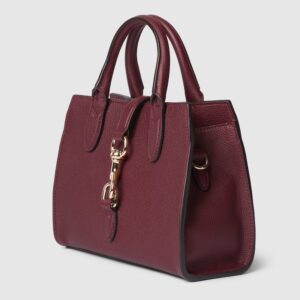 Small tote bag with hook closure Rosso Ancora leather - Image 4