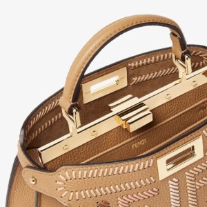 Peekaboo ISeeU Small Cappuccino-coloured leather bag with FF interlacing - Image 5