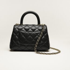 MINI FLAP Bag WITH TOP HANDLEGrained Calfskin & Gold-Tone Metal Black - AS2215B0506194305 - Image 4