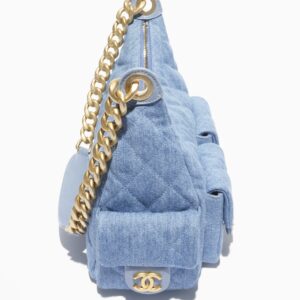 LARGE HOBO Bag Washed Denim & Gold-Tone Metal Blue - AS5339B19251NG353 - Image 4