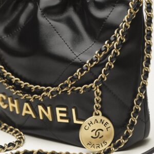 CHANEL 22 MINI HANDBag Shiny Calfskin & Gold-Tone Metal Black - AS3980B1905994305 - Image 4