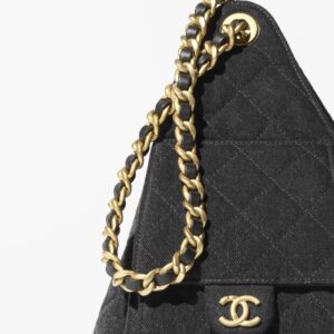 CHANEL 25 SMALL HANDBag Washed Denim & Gold-Tone Metal Black - AS5293B20520U0725 - Image 4
