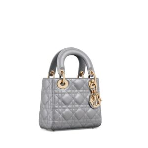 Mini Lady Dior Bag Opaline Gray Pearlescent Cannage Lambskin - Image 3