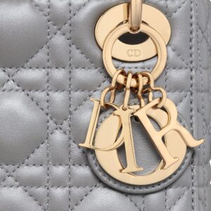 Mini Lady Dior Bag Opaline Gray Pearlescent Cannage Lambskin - Image 5