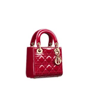 Mini Lady Dior Bag Cherry Red Patent Cannage Calfskin - Image 3