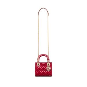 Mini Lady Dior Bag Cherry Red Patent Cannage Calfskin - Image 5