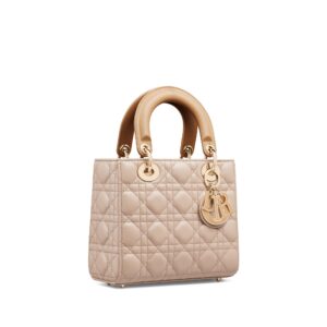 Small Lady Dior Bag Two-Tone Trench Beige and Biscuit Cannage Lambskin - Image 3