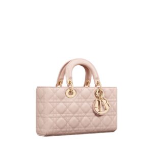Medium Lady D-Joy Bag Powder Pink Cannage Lambskin - Image 4