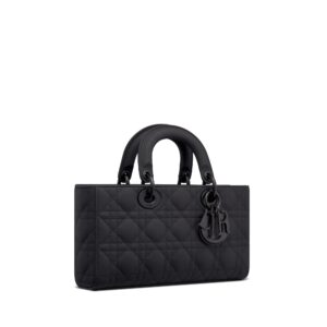 Medium Lady D-Joy Bag Ultramatte Black Cannage Calfskin - Image 3
