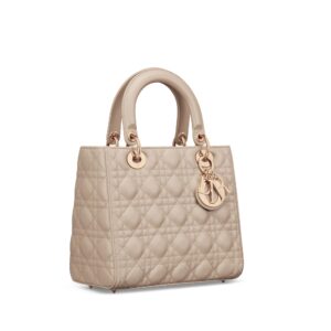 Medium Lady Dior Bag Powder Beige Cannage Lambskin - Image 4