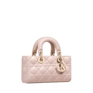 Small Lady D-Joy Bag Powder Pink Cannage Lambskin - Image 3
