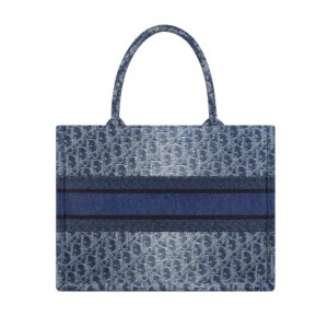 Medium Dior Book Tote Blue Denim Dior Oblique Jacquard (36 x 27.5 x 16.5 cm) - Image 3