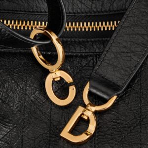 Small D-Journey Bag in Crinkled Calfskin Black Flat Macrocannage - Image 5