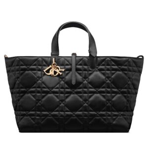 Large Dior Toujours Bag Black Macrocannage Calfskin - Image 4