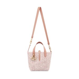 Small Dior Toujours Vertical Tote Bag Rose des Vents Tweed with White Cannage Motif - Image 5